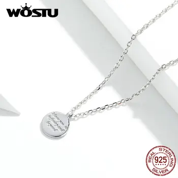 WOSTU Reale Argint 925 Confesiuni Colier Simplu Litere Rotunde Pentru Femei Bijuterii Cadou de Ziua CQN374