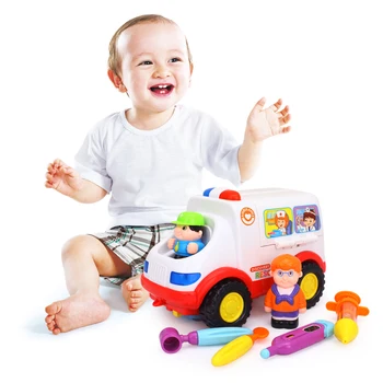 Copii Medic de Ambulanță Jucarii Auto 2-in-1 Baby Jucarii Vehicul Pretinde Doctor Set & Trusă Medicală în Interiorul Bump & Go Mașină de Jucărie Cu Lumina