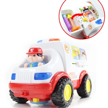 Copii Medic de Ambulanță Jucarii Auto 2-in-1 Baby Jucarii Vehicul Pretinde Doctor Set & Trusă Medicală în Interiorul Bump & Go Mașină de Jucărie Cu Lumina