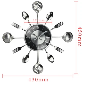 Mare Tacâmuri De Bucătărie, Ceas De Perete Medern Design De Bucatarie Din Metal Lingura Furci Ceasuri De Perete Ceas De Perete Decor Acasă Horloge Murale