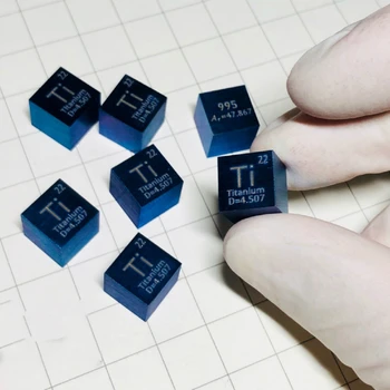 Albastru Metal de Titan Cub de Puritate 99.5% Dimensiune 10x10x10mm Element de Colecție Cadou