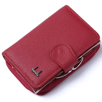 Qian Xi Lu femei portofele Cortex fermoar și hasp poșete (Roșu)12,5 x 8,5 x 4 cm