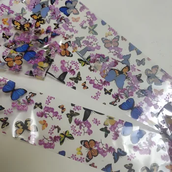 1Roll Fluture Floare de Unghii Folie Transfer 100m*4cm Adeziv Înfășoară în Hârtie Decal UV Gel de unghii Autocolant de Unghii de Arta Decor Manichiura