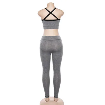 Karlofea Respirabil Yoga Set Pentru Femei De Moda Gri Ochiurilor De Plasă Îmbinat Două Bucata Costum Nou De Fitness Yoyawear De Funcționare Femei Seturi