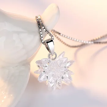 Argint 925 moda strălucitoare de cristal flori de gheață pandantiv coliere pentru femei bijuterii cadou en-gros picătură de transport maritim