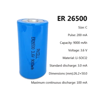 25Pcs ER26500 C er26500 3.6 V 9000mAh Baterie Litiu Li-SOCl2 ER 26500 LS26500 9A c Batteria