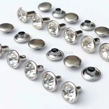 200sets Metal Alamă Argint Clar CZ de Cristal Stras Nit 6/8mm Geanta din Piele Pantofi Haine Rotunde Decorative Stud Diamant Loc