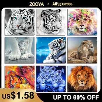 Zooya Complet Piața Diamant Pictura 5D Imagine De Pietre de Diamant Broderie Set Complet Leu Diamant Mozaic Animale, Tigru Zw058