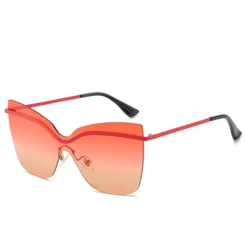 Gradient Cateye ochelari de Soare pentru Femei-O Bucată fără rame, Ochelari de Soare Ochi de Pisica Nuante Uv400 Femei Brand Aliaj Oglindă Ochelari de Soare MM60