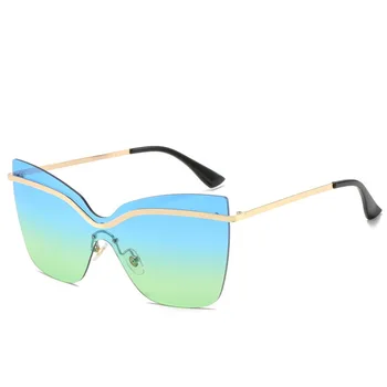 Gradient Cateye ochelari de Soare pentru Femei-O Bucată fără rame, Ochelari de Soare Ochi de Pisica Nuante Uv400 Femei Brand Aliaj Oglindă Ochelari de Soare MM60