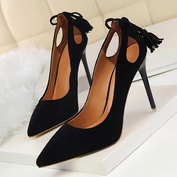 2020 S/S Noua de piele de Căprioară Femei Pompe Ciucuri Stilet Tocuri inalte Pantofi de Femeie 10 CM Toc Pantofi de Partid Chic Ascuțite Toe Pantofi