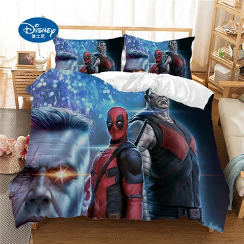 Disney Deadpool lenjerie de pat Spider Man 3 piece set personalizat set de lenjerie de pat din Poliester husă de pilotă Pat Dublu mare Carpetă Acopere Regina King