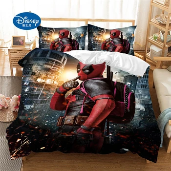 Disney Deadpool lenjerie de pat Spider Man 3 piece set personalizat set de lenjerie de pat din Poliester husă de pilotă Pat Dublu mare Carpetă Acopere Regina King