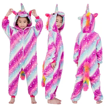Kigurumi Trusou Copii Pijamas Unicorn Pijama pentru Baieti Fete Iarna Animal Leu Pijamale Copii, Pijamale Teen 4 6 8 10 12 Ani