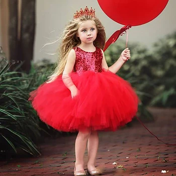 2020 Concurs De Copil Fata Rochie De Printesa Copiii Tutu Tul Fara Spate Petrecere Costum Roșu Rochie De Bal Fete Rochii Formale De Înaltă Calitate