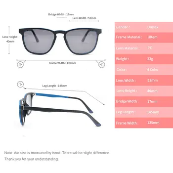 LUCIDIE 2020 Nou Clip Magnetic Ultra-Light Eyeglasse Polarizati Clip-on ochelari de soare Femei Pătrat Bărbați Soare Pahare Dublu Scop Ochelari