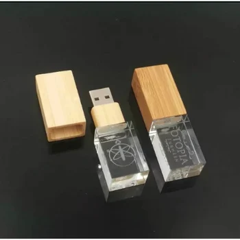 Lemn de Cristal USB Flash Drive Foto Personalizate Logo-ul de 4GB 8GB 16GB 32GB USB 2.0 Pendrive Logo-ul Personalizat pentru Cadouri de Nunta