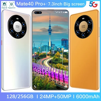 7.3 Inch Mate40Pro+ 5G Ecran Complet Smartphone 6000mAh 128/256GB Dual SIM Android 10 Deca Core Fata Deget ID Telefonul Mobil