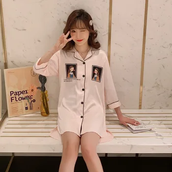 Sexy Mătase și Satin Rochie Mini cămașă de noapte pentru Femei de Vară 2020 coreean Maneca Scurta Acasă Rochie Rochie de Noapte Pijamale Cămașă de Noapte