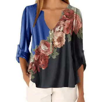 Noua Moda De Vara Cu Print Floral Pentru Femei Bluza Vintage Doamnelor Plus Dimensiune Camasi Maneca Jumătate De Plajă Feminin De Călătorie Blusas Feminina