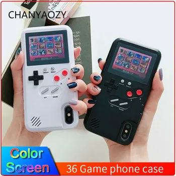 Afișaj Color 36 Clasic Joc de Telefon Caz Pentru iPhone X XS Max XR 6S 6 7 8 Plus Consola Game boy Moale TPU Silicon Acoperă