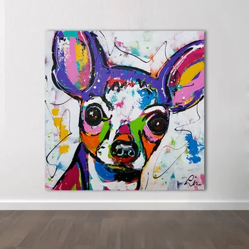 Moderne, Abstracte, Animale Panza De Artă Multicolor Câine Pop-Arta De Perete De Perete Imagini Pentru Living Home Decor Pictura In Ulei Fara Rama