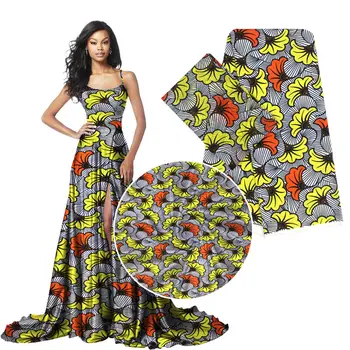 Cele mai recente african wax model din satin de matase tesatura stretch pentru rochie creative print Digital ceara satin tesatura de matase 4 metri +2yard H1706