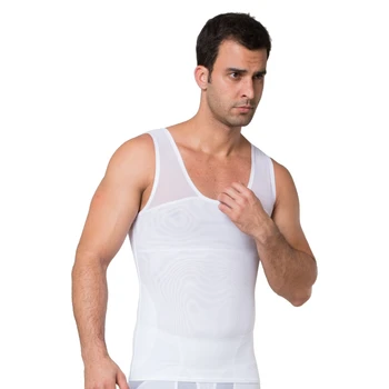 Bărbați formatorii corpului plasă de corset tummy control formator vesta slimming bodysuit costum sauna Respirabil shapers