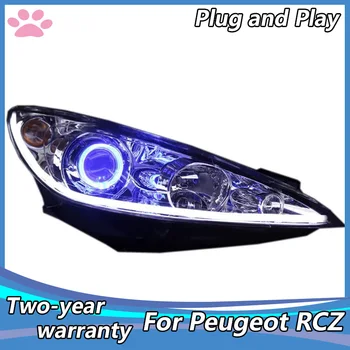 Styling auto cu LED-uri Faruri Pentru Peugeot RCZ faruri cu led-uri Pentru Peugeot lampă de cap Angel eye cu led-uri Bi-Xenon Obiectiv xenon H