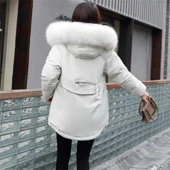 2020 Noi De Iarna Parka Scurtă Strat De Bumbac Femei Coreene Mare Guler De Blană Cu Glugă Modă Plus Dimensiune Subțire Gros Cald În Jos Jacheta H804