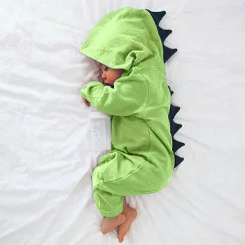 Haine pentru copii drăguț Nou-născut Baby Boy Fata de Dinozaur cu Gluga Romper Salopeta baby maneca lunga de toamna iarna Haine ropa bebe