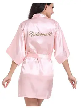RB91 2017 Moda Mătase Mireasa de Mama Halat cu Aur Scrisoare Sexy Femei Scurte de Mireasa din Satin Kimono Sleepwear Gata Robe
