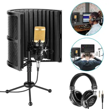Neewer Masă Microfon Izolare Scut+burete Absorbant+Conderser Microfon pentru Înregistrare audio Podcast Cântând de Radiodifuziune