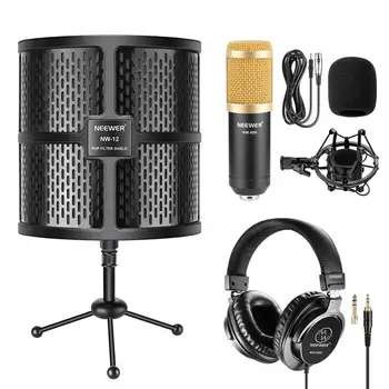 Neewer Masă Microfon Izolare Scut+burete Absorbant+Conderser Microfon pentru Înregistrare audio Podcast Cântând de Radiodifuziune