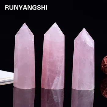 Runyangshi 1 BUC Natural Rock Pink Rose Cuarț Punct de Vindecare Piatra de Cristal lucrate Manual, Decor Acasă Piatră prețioasă 10x3cm