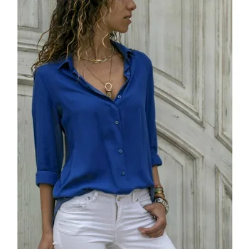 Femei Casual Lejere de Toamna Cămașă Bluză Basic V-Neck Bluza 2020 Maneca Lunga Butoane Cămașă Albă de sex Feminin Topuri Haine Plus Dimensiunea