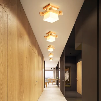 Artpad Tatami Japonez Lumina Plafon pentru Acasă de Iluminat cu Abajur de Sticla E27 LED Lampă de Plafon Bază de Lemn Holuri, Veranda Corpuri