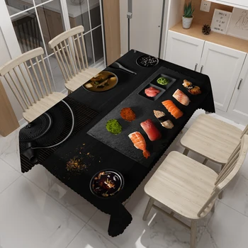 Japonia luat masa Decor de Masă față de Masă Sushi-ul cu Somon Alimentare Model Îngroșa Lavabila Tesatura 3D Rotund de Masa pentru Petrecerea de Craciun