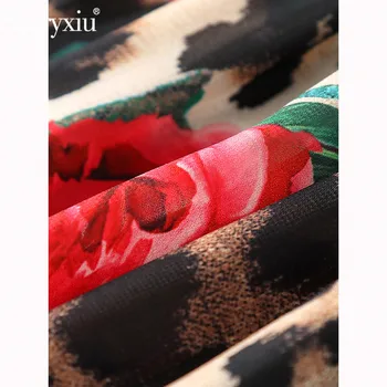Svoryxiu Pista de Vară Floare Trandafir Leopard de Imprimare Rezervor V Gâtului Pelerina Maxi Rochie Femei Femei Personalizate de Mare Dimensiune Maxi Rochii