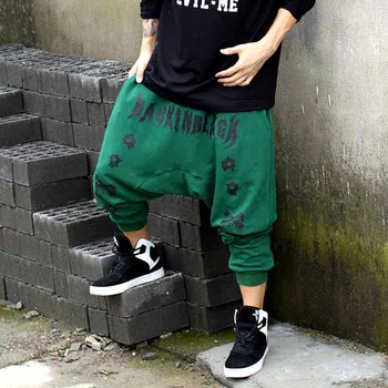 Moda Bumbac Hip Hop Pantaloni Barbati Joggeri Harem Streetwear Dans Largi Largi De Trening Drop Crotch Pantaloni Lungi Negri