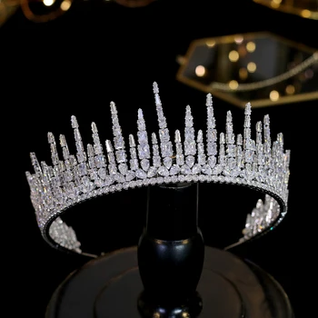 Nunta tiara,Coroana,Diadema，Coroana de Mireasă,Noi prelungit coroana, 3A zirconiu coroana de cristal couronne princesse enfant nunta headban