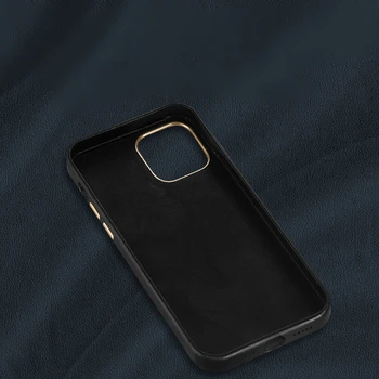 Piele naturala Telefon Caz Pentru iPhone 12 Pro Max 11 X XR XS SE2 12 Mini Caz de Lux Metal Butoane de Încărcare Wireless Capacul din Spate