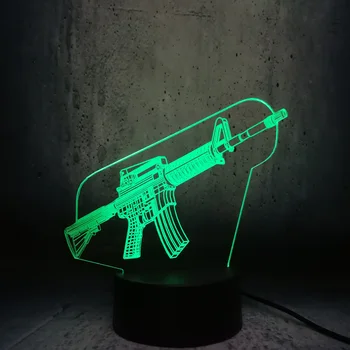 Cool 3D pistol Mitralieră de jucărie Lumina de Noapte Led Tactil 7 Schimbare de Culoare Gradient USB RC Lampa Tema Petrecere de Crăciun pentru copii