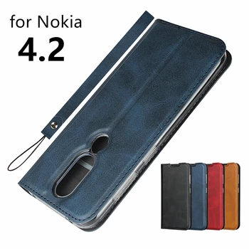 Premium Clapetă din Piele de Caz pentru Nokia 4.2 Ultra-Subțire Caz Flip Capacul Magnetic de adsorbție Caz + 1 Curea