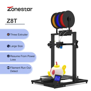 Zonestar Z8T Mare Precizie Înaltă Rezoluție Super Liniștită, Ușor De instalat 3 În 1 Extrudare Automată Culoare Amestecare Imprimantă 3D