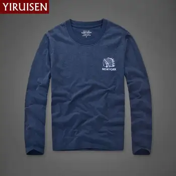 YiRuiSen Brand Broderie Indian Caracter Design Solid Long Sleeve Tricouri Barbati Din Bumbac Moale Haine De Toamna De Moda De Top