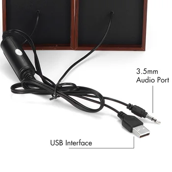 USB Cablu Boxe de Calculator Subwoofer din Lemn cu Difuzoare de 3,5 mm Bass Stereo pentru PC Desktop, Laptop, Notebook, Player de Muzică