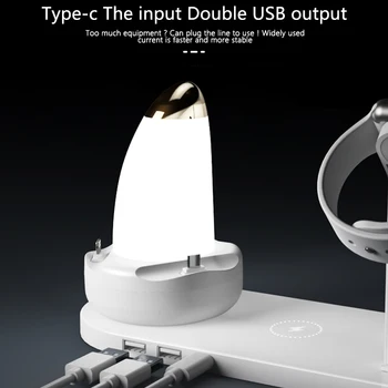 6 în 1 Încărcător Wireless Masă Suport Lampa de 10W Qi Rapid Încărcător Stație de Andocare Pentru iPhone 11 X XS XR 8 iWatch 5 4 3 2 pentru AirPods Pro