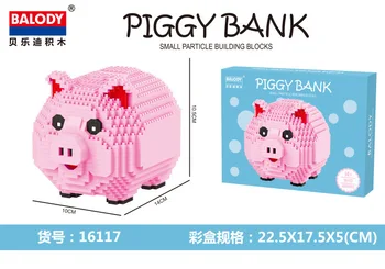 Mini Caramida Balody pusculita Porc Cutie de Bani Block 3D DIY desene animate Clădire Jucărie Pentru Copii Cadou 1030pcs