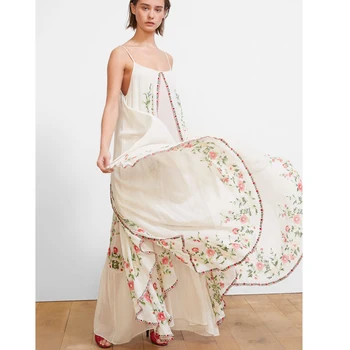 TEELYNN Maxi alb boho rochie de Epocă florale brodate fără mâneci curea de rochii lungi de Vară pe plajă rochii femei rochie Vestido